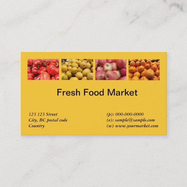 Carte De Visite Marché d'aliments frais, de fruits et de légumes (Devant)