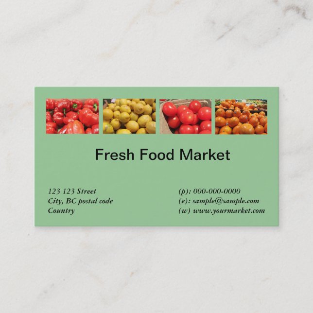 Carte De Visite Marché d'aliments frais, de fruits et de légumes (Devant)