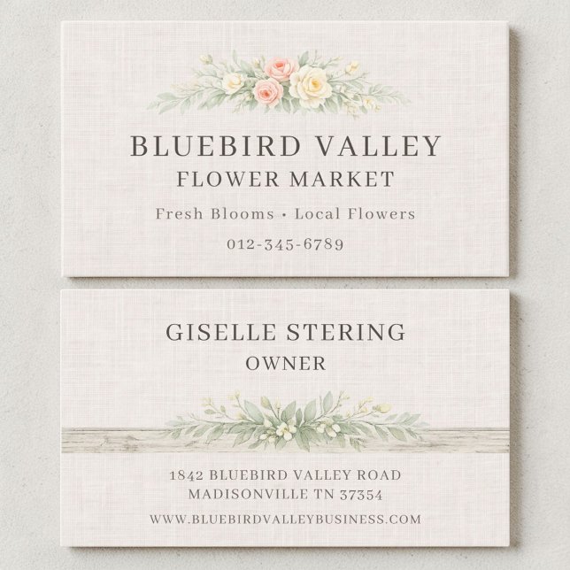 Carte De Visite Marché de Fleurs Campagne Shabby Chic Lin  (Créateur téléchargé)