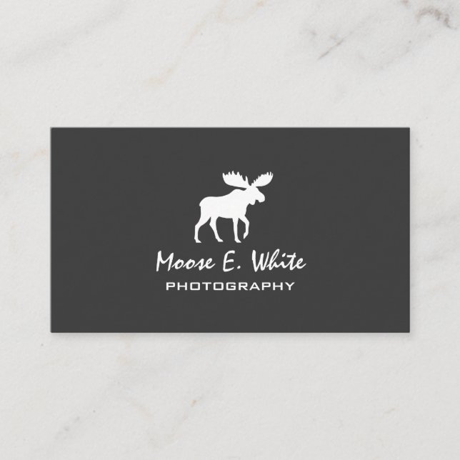 Carte De Visite Marcher Moose Silhouette Gris et blanc (Devant)