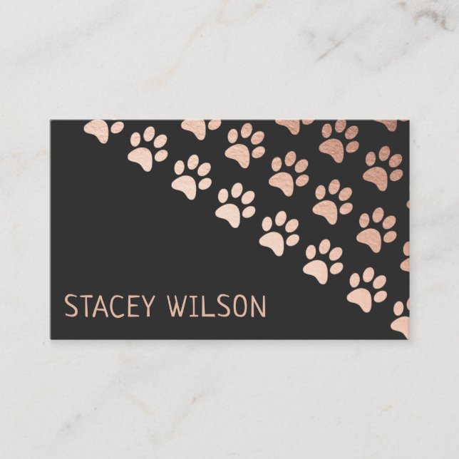 Carte De Visite Marcheur Rose moderne Gold et Charcoal Dog (Devant)