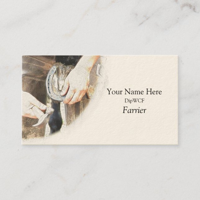 Carte De Visite Maréchal-ferrant clouant un fer à cheval (Devant)