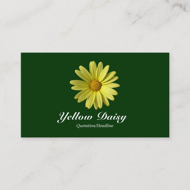 Carte De Visite Marguerite Jaune - Vert foncé (Devant)
