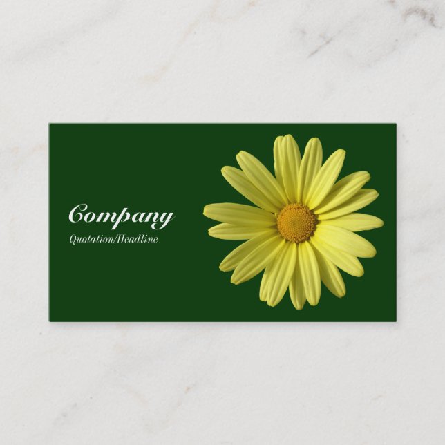 Carte De Visite Marguerite jaune - Vert foncé 003300 (Devant)