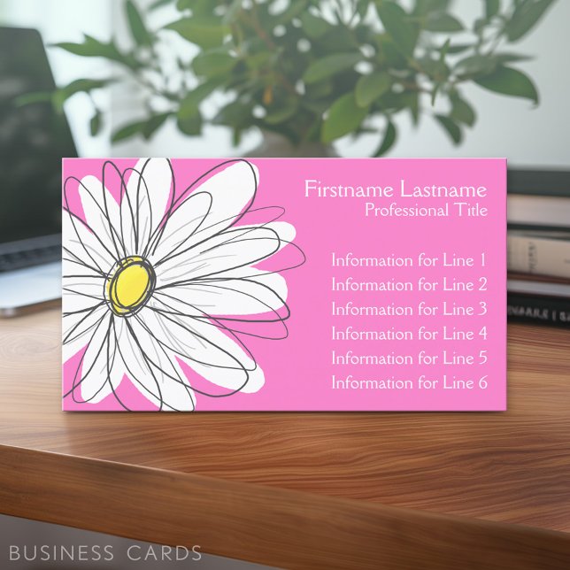Carte De Visite Marguerite lunaire - rose (Custom Business Card - Online Template Plus Low Quantity Printing)