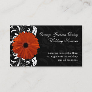 Carte De Visite Marguerite orange de Gerbera avec le rouleau noir