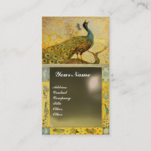 Carte De Visite MARIAGE AMOUR PAON MONOGRAMME agate jaune gris
