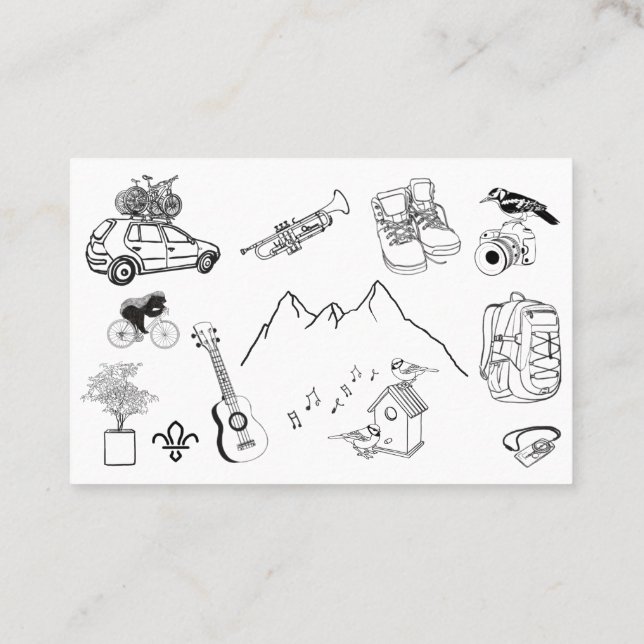 Carte De Visite Mariage aventure Dessin au trait (Dos)