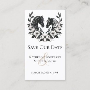 Carte De Visite Mariage campagnard-Chevaux et fleurs