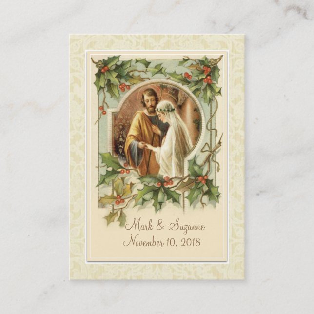 Carte De Visite Mariage catholique de Noël Mary Joseph Holy Card (Devant)