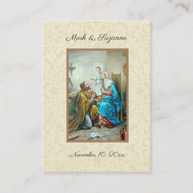 Carte De Visite Mariage catholique Favoriser la Sainte Famille Car (Devant)