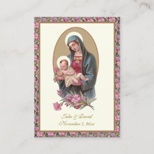 Carte De Visite Mariage catholique Sainte prière Marie Jésus Flora