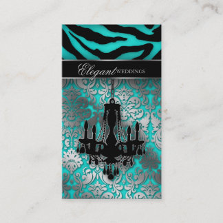 Carte De Visite Mariage Chandelier Événement Planificateur Blue Si