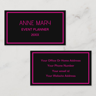 Carte De Visite Mariage Couleur Personnalisée Noir Rose Chaud Tend