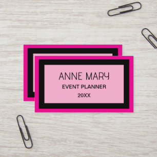 Carte De Visite Mariage Couleur Personnalisée Rose Chaud Rétro Noi