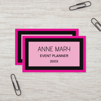 Carte De Visite Mariage Couleur Personnalisée Rose Chaud Rétro Noi