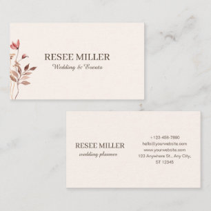 Carte De Visite Mariage d'aquarelle simple neutre