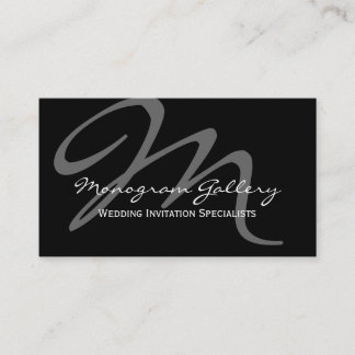 Carte De Visite Mariage de monogramme de script gris noir