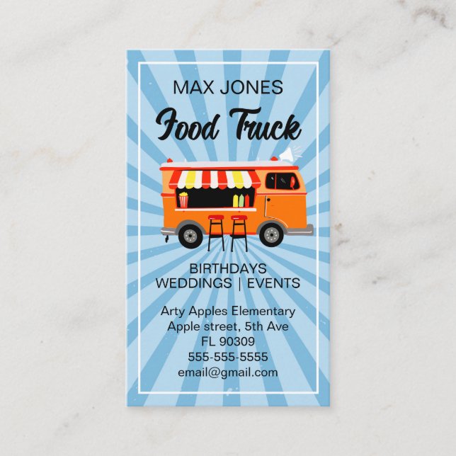 Carte De Visite mariage événement hotdog food truck traiteur (Devant)