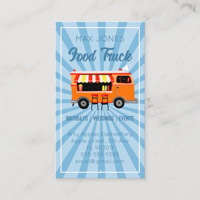 Carte De Visite mariage événement hotdog food truck traiteur (Devant)