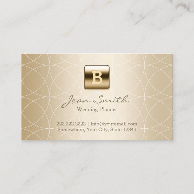 Carte De Visite Mariage Event Planning Luxe Gold Monogramme (Devant)