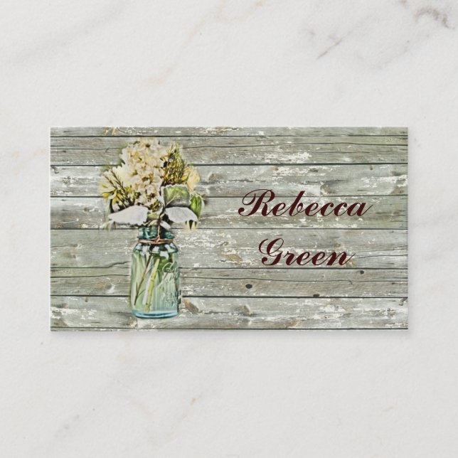 Carte De Visite mariage floral rustique en jarres de maçon (Devant)