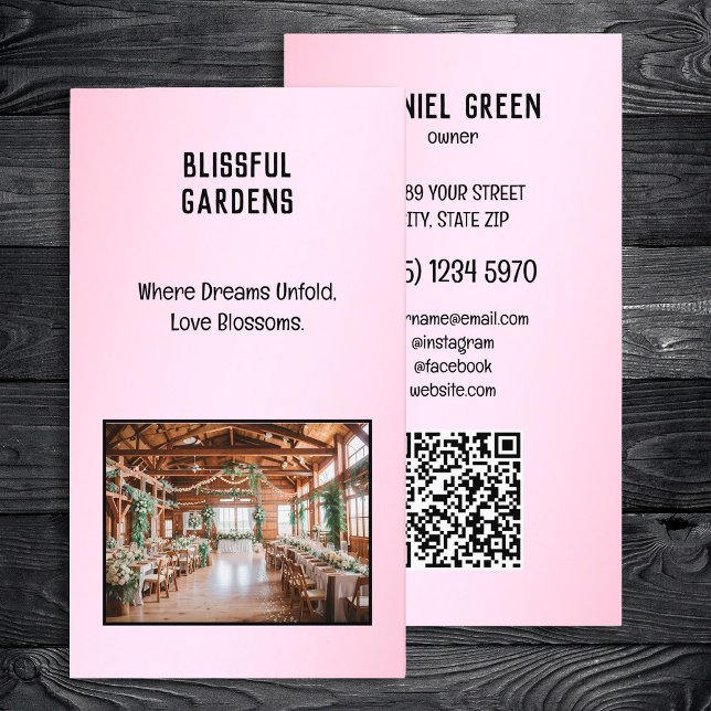 Carte De Visite Mariage Lieu QR Photo (Wedding Venue QR Photo Business Cards)
