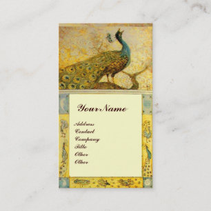 Carte De Visite MARIAGE LOVE PEACOCKS MONOGRAS crème brun jaune