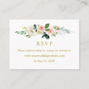 Carte De Visite Mariage moderne Blush Gold RSVP en ligne