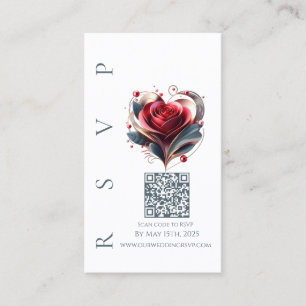 Carte De Visite Mariage moderne RSVP QR code-Coeur Rose en forme d