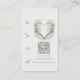 Carte De Visite Mariage moderne RSVP QR code-Fleurs modernes