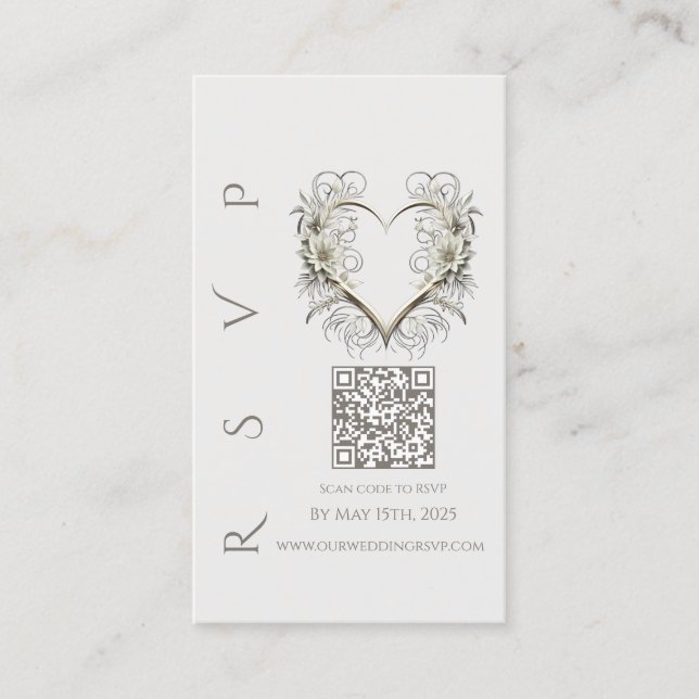 Carte De Visite Mariage moderne RSVP QR code-Fleurs modernes (Devant)