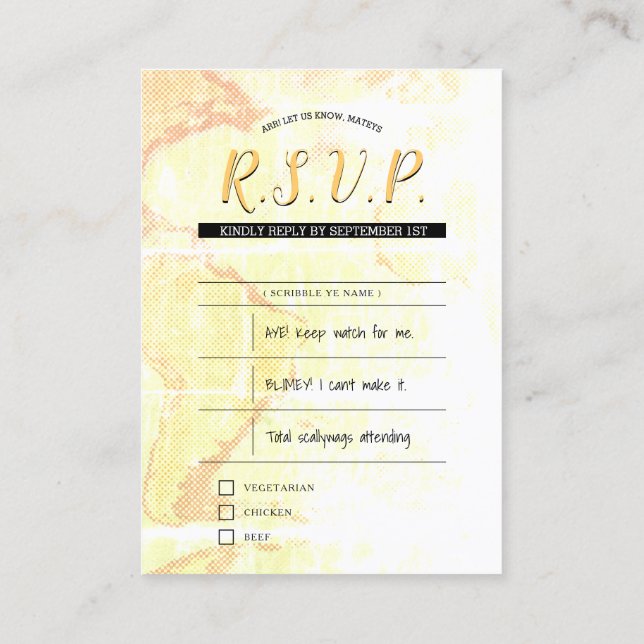 Carte De Visite mariage pirate inserts rsvp (Dos)