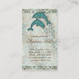 Carte de visite mariage Plage Dolphin Vintage