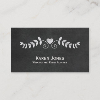 Carte De Visite Mariage Planificateur d'événements Chalkboard Flor
