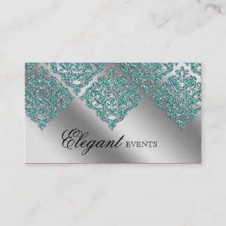 Carte De Visite Mariage Planificateur d'événements Damask Sparkle 
