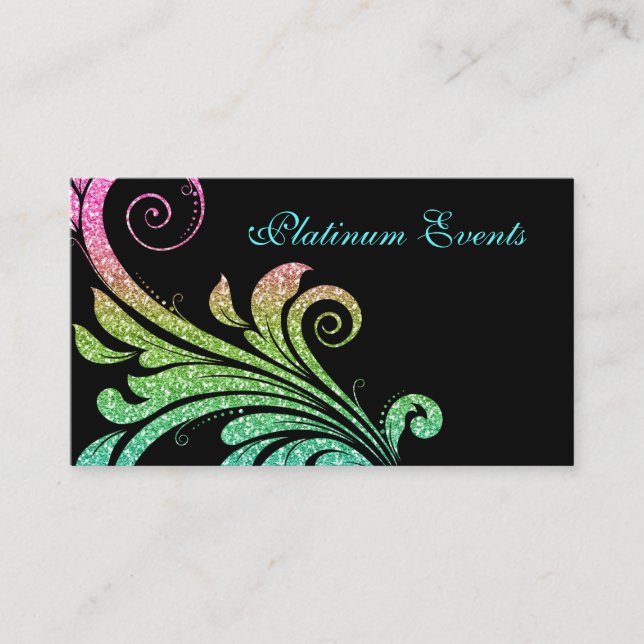 Carte De Visite Mariage professionnel Elegant Parties scintillant  (Devant)