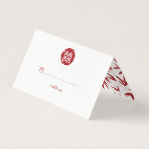 Carte De Visite Mariage Red Double Happiness & Bamboo