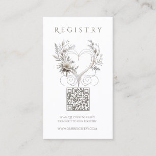 Carte De Visite Mariage Registre-Fleurs blanches avec un coeur
