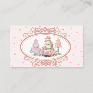 Carte de visite Mariage rose Cake Baker