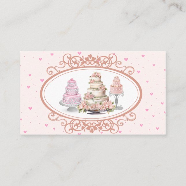 Carte de visite Mariage rose Cake Baker (Dos)