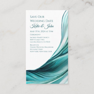 Carte De Visite Mariage Sauvons notre Date- Modern Emerald Green-
