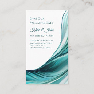 Carte De Visite Mariage Sauvons notre Date- Modern Emerald Green-