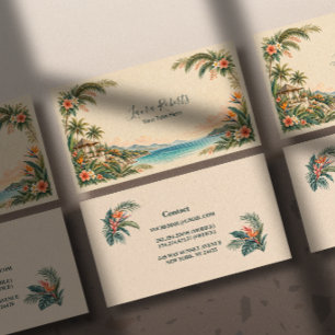 Carte De Visite Mariage Tropical à l'Hibiscus Corail