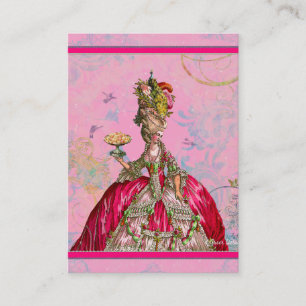 Carte De Visite Marie Antoinette en rose avec le paon