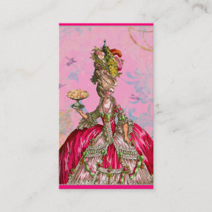 Carte De Visite Marie Antoinette en rose avec le paon