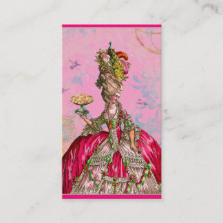 Carte De Visite Marie Antoinette en rose avec le paon