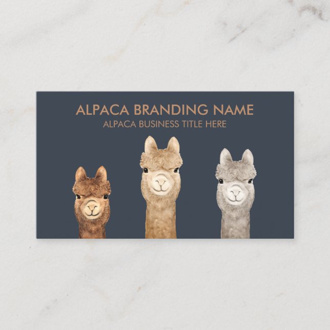Carte De Visite Marine Alpaca Llama Animal (Devant)