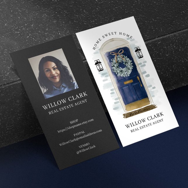 Carte De Visite Marine Aquarelle Porte avant Wreath Immobilier (Créateur téléchargé)