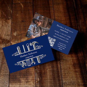 Carte De Visite Marine bleu argenté outils maison réparations phot